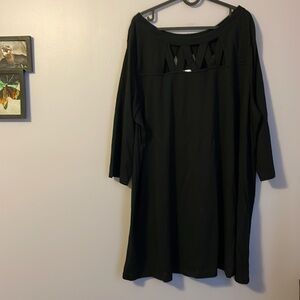 Joan Vass Black Cutout Tunic Top size 3X